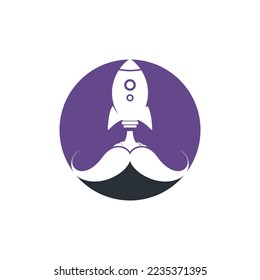 Mustache rocket vector logo design template.