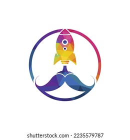 Mustache rocket vector logo design template.