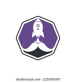 Mustache rocket vector logo design template.