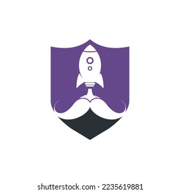 Mustache rocket vector logo design template.