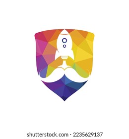 Mustache rocket vector logo design template.