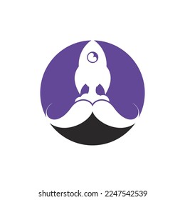 Mustache rocket vector logo design template.