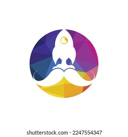 Mustache rocket vector logo design template.