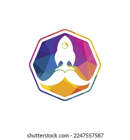 Plantilla de diseño del logotipo del vector del cohete Mustache.