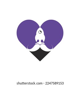 Plantilla de diseño del logotipo del vector del cohete Mustache.