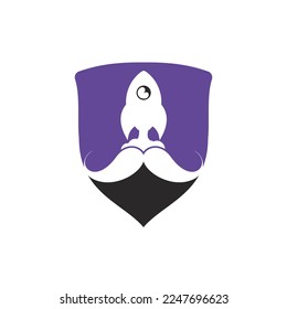 Mustache rocket vector logo design template.