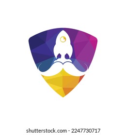 Mustache rocket vector logo design template.