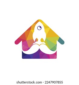 Mustache rocket vector logo design template.