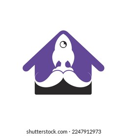 Mustache rocket vector logo design template.