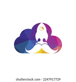 Plantilla de diseño del logotipo del vector del cohete Mustache.