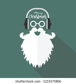 Mustache Santa Claus With earphones Is a holiday In the festival Christmas Use as background image design  vector illustration