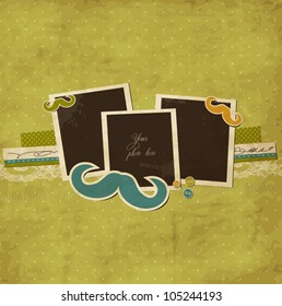 Mustache scrap card with photo frames