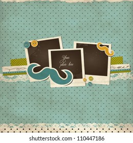 Mustache scrap card with photo frames