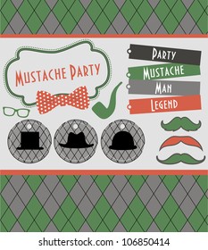 mustache scrapbook set. vector illustration