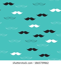 Mustache Seamless Pattern, Father`s Day Background Vector Illustration EPS10