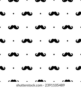 Mustache seamless pattern isolated on white. Simple retro gentelman background for party invitations, textile, decoration, wrapping paper. Vector illustration