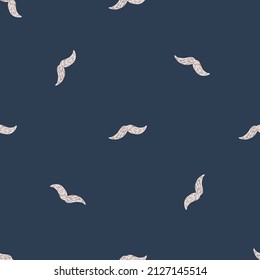 Mustache seamless pattern on. Vintage barber shop in doodle style. Hand drawn repeat texture for fabric, wallpaper, textile, print, wrapping paper. Vector illustration.