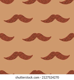 Mustache seamless pattern on. Vintage barber shop in doodle style. Hand drawn repeat texture for fabric, wallpaper, textile, print, wrapping paper. Vector illustration.