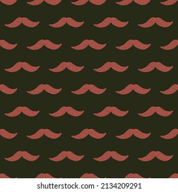 Mustache seamless pattern on. Vintage barber shop in doodle style. Hand drawn repeat texture for fabric, wallpaper, textile, print, wrapping paper. Vector illustration.