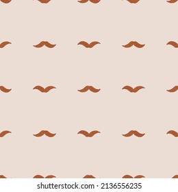 Mustache seamless pattern on. Vintage barber shop in doodle style. Hand drawn repeat texture for fabric, wallpaper, textile, print, wrapping paper. Vector illustration.