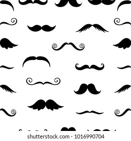 Mustache seamless pattern. Pattern on white background. Vector illustration.