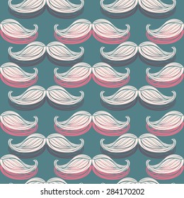 Mustache seamless pattern, retro style vector background