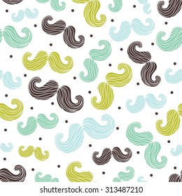 Mustache seamless pattern, retro style, vector illustration. Seamless pattern can be used for wallpaper, pattern fills, web page background, surface textures.