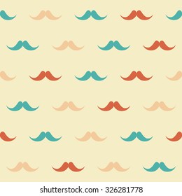 Mustache seamless pattern. Retro stylish background. Vector illustration. Can be used for textile design, web page background, surface textures, wallpaper