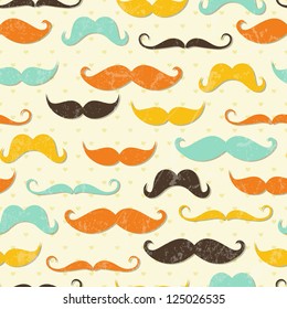 Mustache seamless pattern in vintage style. EPS 10 vector illustration.