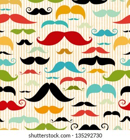 Mustache Seamless Pattern In Vintage Style