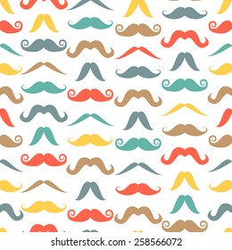 Mustache seamless pattern in vintage style. Vector illustration.