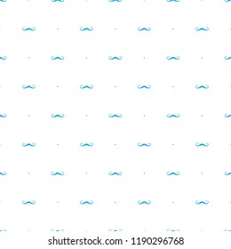 Mustache seamless repeating vintage hipster blue pattern on white background