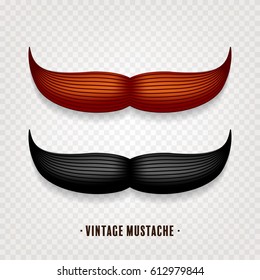 Mustache set. Black and brown vector vintage moustache. Facial hair.Barber shop. Retro collection. Hipster beard.