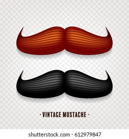 Mustache set. Black and brown vector vintage moustache. Facial hair.Barber shop. Retro collection. Hipster beard.