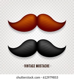 Mustache set. Black and brown vector vintage moustache. Facial hair.Barber shop. Retro collection. Hipster beard.