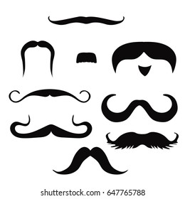 Mustache set isolated on white background.Flat vector illustration