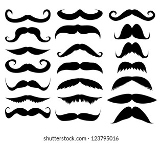 mustache in a set on a white background