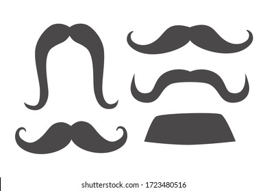 Mustache set vector illustration. Mustache contour gray color. Isolation icon on white background