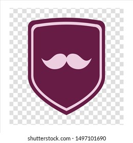 Mustache with shield isolated vector.