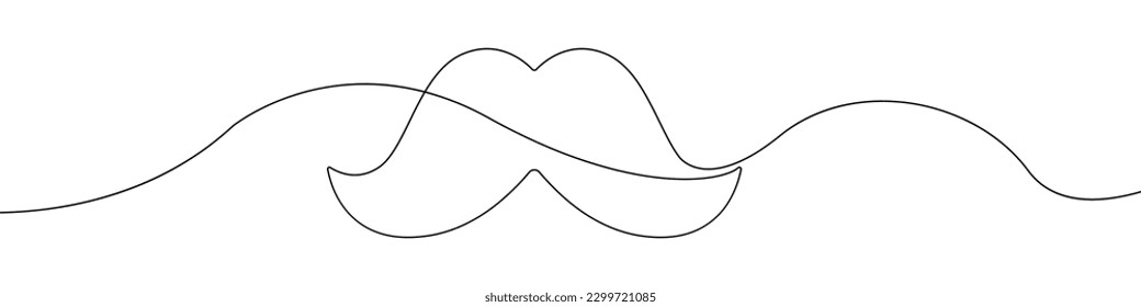 Mustache sign line continuous drawing vector. One line Mustache
 vector background. Mustache icon. Continuous outline of Mustache. Linear Mustaches design.