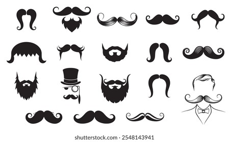 Mustache Silhouette bundle, Mustache icon Set.