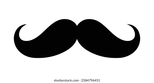 Mustache silhouette icon, isolated on white background. Vector illustration.