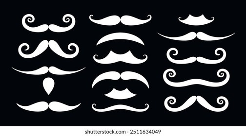 Silhueta de Mustache. Bigode isolado sobre fundo branco