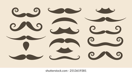 Silhueta de Mustache. Bigode isolado sobre fundo branco