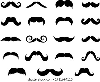 Mustache silhouette. Mustache set vector