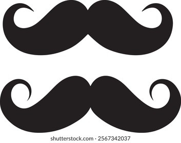 Mustache silhouette vector art on white background	