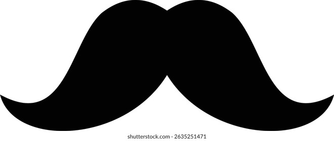 Mustache silhouette vector design. Black mustache icon isolated on transparent background. Vector illustration.