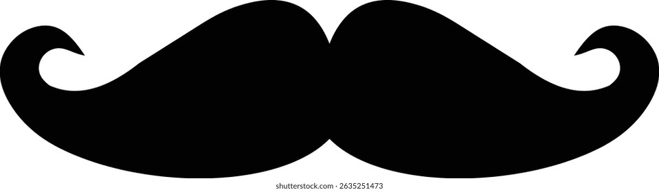 Mustache silhouette vector design. Black mustache icon isolated on transparent background. Vector illustration.