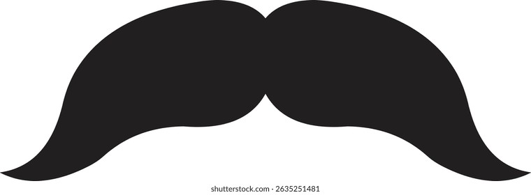 Mustache silhouette vector design. Black mustache icon isolated on transparent background. Vector illustration.