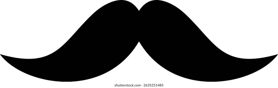 Mustache silhouette vector design. Black mustache icon isolated on transparent background. Vector illustration.